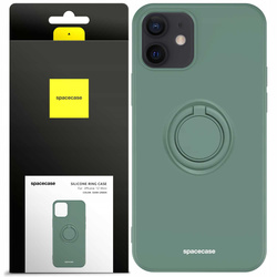 Spacecase Etui Silicone Ring iPhone 12 Mini dark green