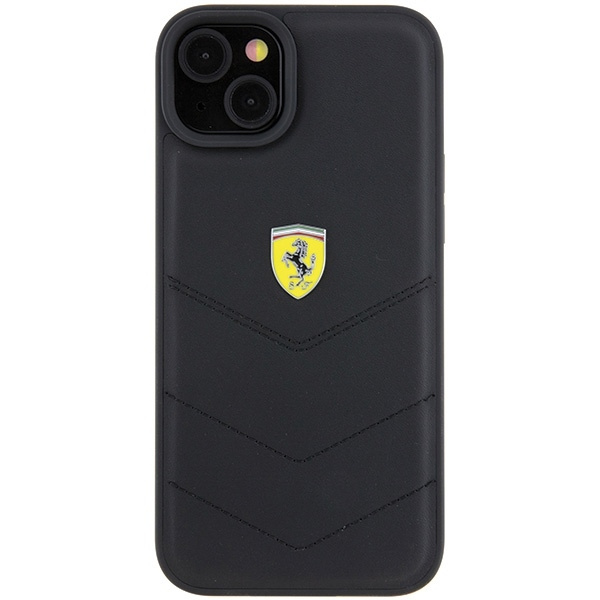 Etui Ferrari Quilted Metal Logo do iPhone 15 Plus - czarne