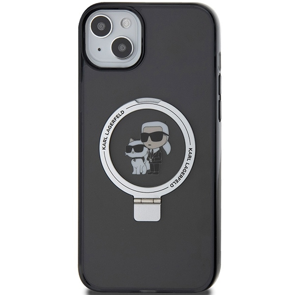 Etui Karl Lagerfeld Ring Stand Karl&Choupettte MagSafe do iPhone 15 Plus - czarne