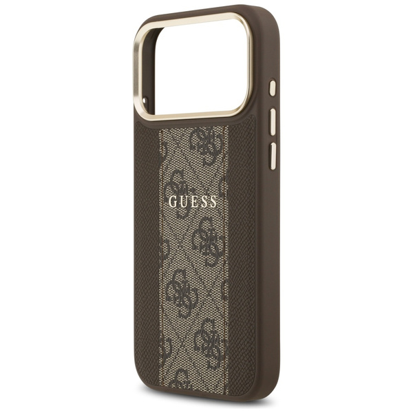 Etui Guess 4G Stripe MagSafe do iPhone   17 Pro Max brązowy