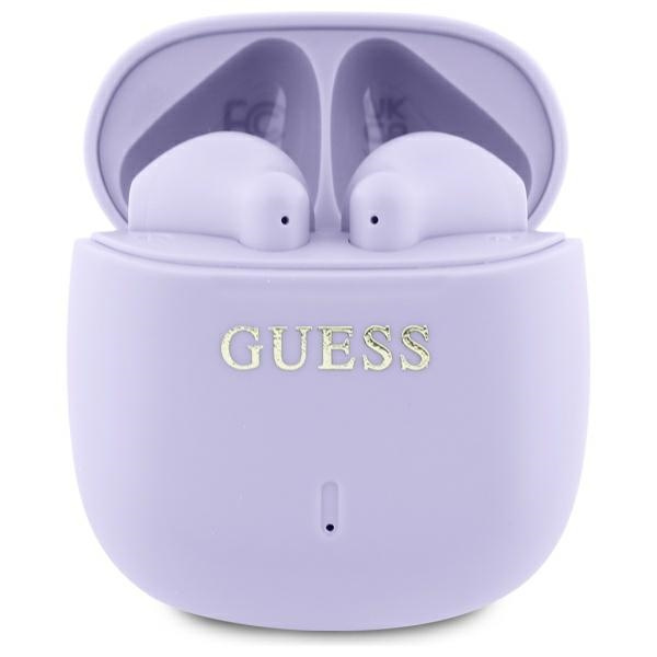 Guess słuchawki Bluetooth GUTWSJ14ESGU    TWS + stacja dokująca fioletowy/purple Printed Classic Logo