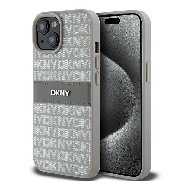 DKNY DKHCP15SPRTHSLE iPhone 15 / 14 / 136.1" beżowy/beige hardcase Leather Mono Stripe & Metal Logo