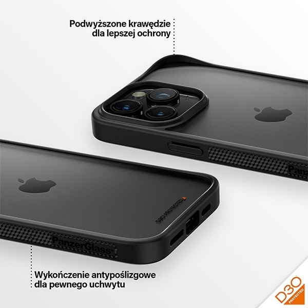 PanzerGlass ClearCase iPhone 15 Pro Max 6.7" D3O 2xMilitary grade czarny/black 1179