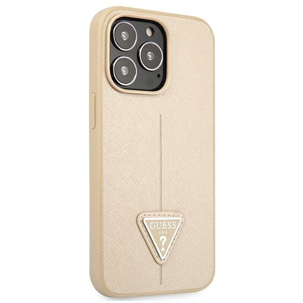 Guess GUHCP13LPSATLE iPhone 13 Pro/ 13 6,1" beżowy/beige hardcase SaffianoTriangle Logo