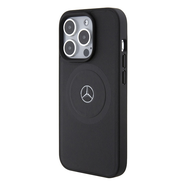Mercedes MEHMP15X23RMMK iPhone 15 Pro  Max 6.7" czarny/black hardcase Crossed Lines Pattern Leather MagSafe