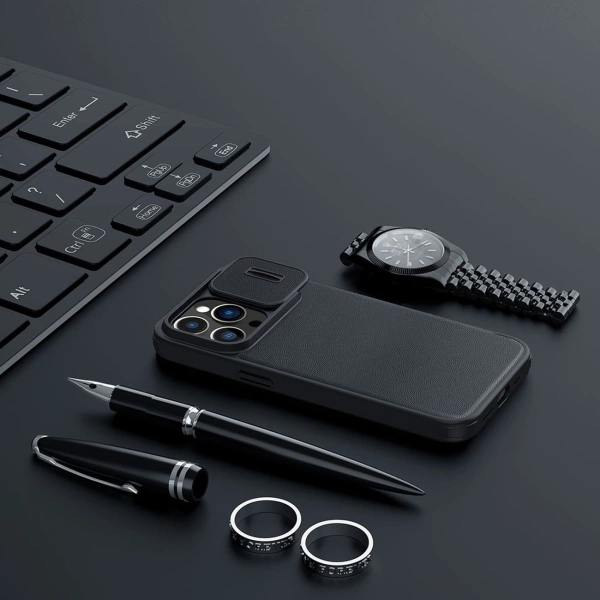 Nillkin Qin Cloth Pro Case Case for iPhone 14 Pro Camera Cover Holster Cover Flip Case Blue