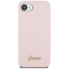 Etui Guess Silicone Script Metal Logo    MagSafe do iPhone 16e różowy