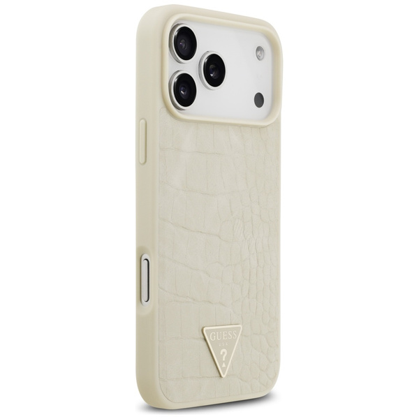 Etui Guess Croco Triangle Logo MagSafe   do iPhone 17 Pro Max złoty