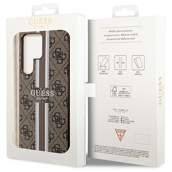 Guess GUHCS23LP4RPSW S23 Ultra S918 brązowy/brown hardcase 4G Printed Stripe