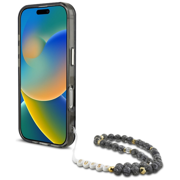 Etui Guess Palm Trees Triangle Pearl     Strap MagSafe do iPhone 16  Pro czarny