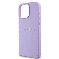 Guess PU Grained Classic Logo MagSafe Case for iPhone 16 Pro Max Purple
