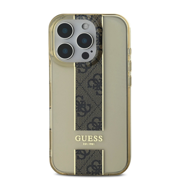 Guess IML Middle 4G Stripe Case for iPhone 16 Pro Brown