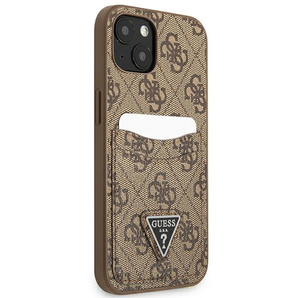 Guess GUHCP13MP4TPW iPhone 13 / 14 / 15 6.1" brązowy/brown hardcase 4G Triangle Logo Cardslot