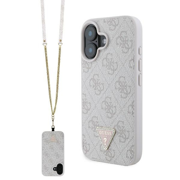 Guess GUHCP16SP4TDSCPP iPhone 166.1" różowy/pink hardcase Leather Metal Logo Strass Crossbody