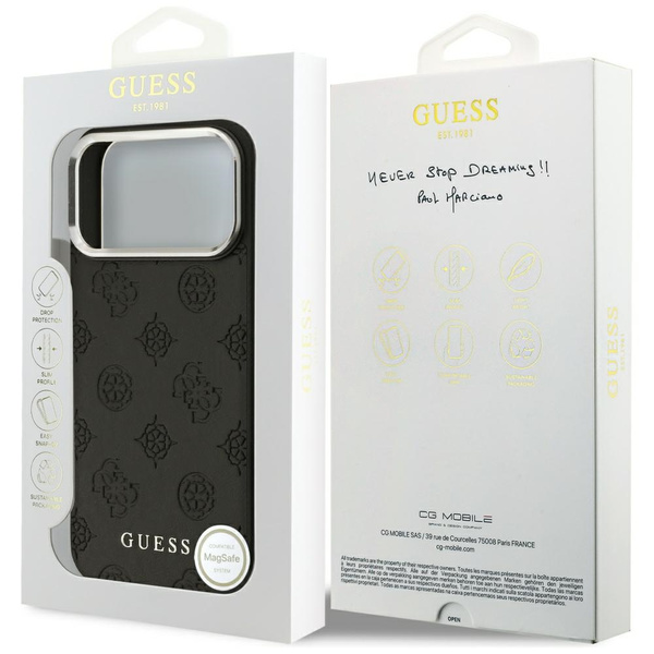 Etui Guess Peony Hot Stamp Script        MagSafe do iPhone 17 Pro Max czarny
