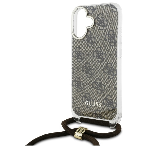 Guess GUHCP16SHC4SEW iPhone 16 6.1"      brązowy/brown hardcase Crossbody Cord 4G Print