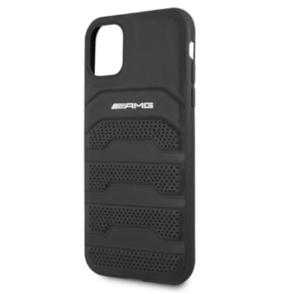 AMG AMHCN61GSEBK iPhone 11 6.1 "black / black hardcase Leather Debossed Lines