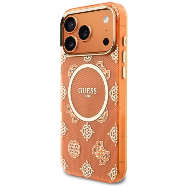 Etui Guess IML Peony Dot MagSafe do      iPhone 17 Pro Max pomarańczowy