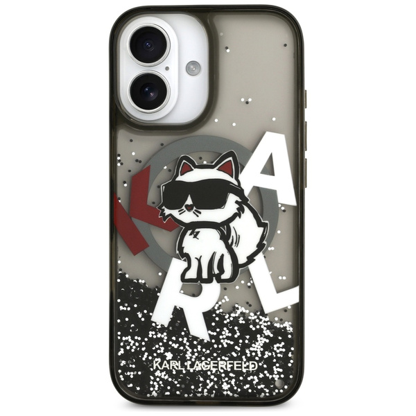 Etui Karl Lagerfeld Liquid Glitter       Choupette Logo MagSafe do iPhone 17 czarny