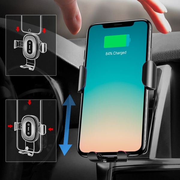 Baseus Wireless Charger Gravity uchwyt samochodowy na kratkę wentylacyjną + bezprzewodowa ładowarka Qi czarny (WXYL-01)