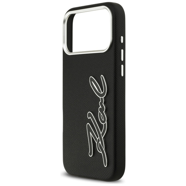 Etui Karl Lagerfeld FW Grained Signature Logo do iPhone 17 Pro Max czarny