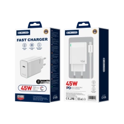 JELLICO wall charger C105 GaN PD 45W 1xUSB-C + cable USB-C - USB-C White