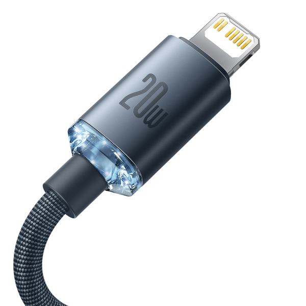 Baseus Crystal Shine Series kabel przewód USB do szybkiego ładowania i transferu danych USB Typ C - Lightning 20W 1,2m czarny (CAJY000201)