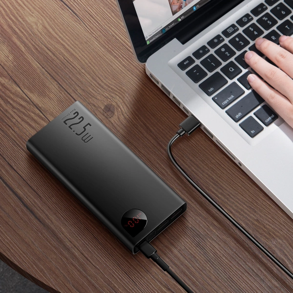 Baseus Adaman powerbank z szybkim ładowaniem 20000mAh 22.5W + kabel USB-A - USB-C 3A 0.3m czarny