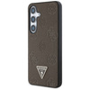 Etui Guess Grained Hot Stamp Peony       Pattern Triangle Logo MagSafe do Samsung Galaxy S25 brązowy