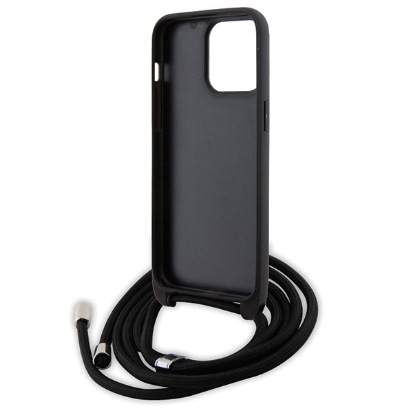 Karl Lagerfeld Crossbody Saffiano Metal Pin Karl &amp; Choupette Case for iPhone 15 Pro Max - Black