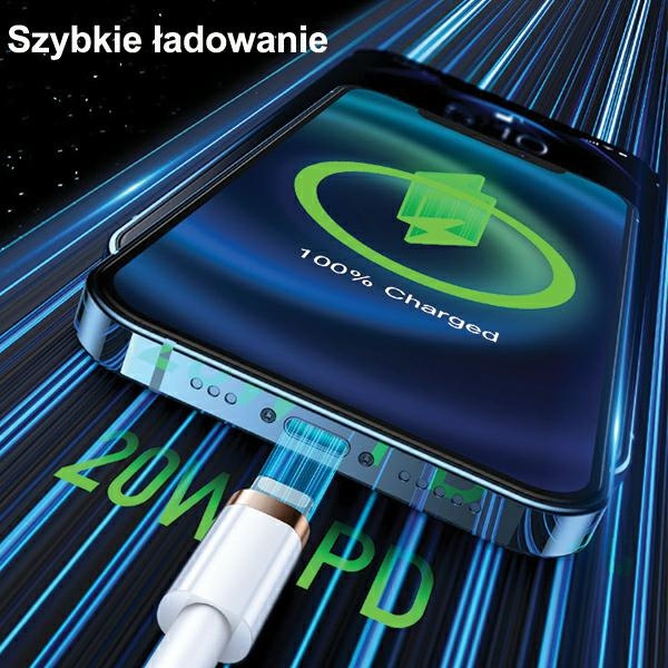 USAMS Kabel U63 USB-C na Lightning 1,2m20W PD Fast Charge czarny/black SJ484USB01 (US-SJ484)
