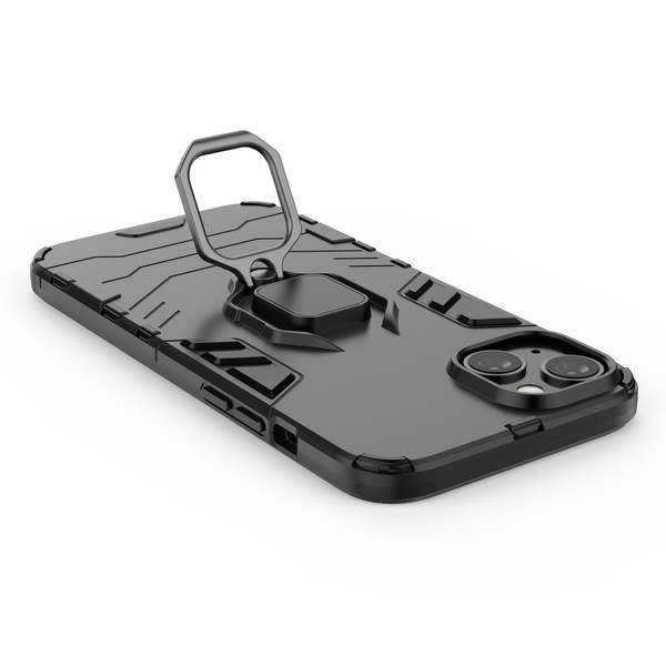 RING ARMOR CASE FOR IPHONE 14 ARMORED COVER MAGNETIC HOLDER RING BLACK