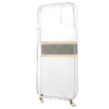 Guess GUHCP13SKC4GBGO iPhone 13 mini5,4" Transparent hardcase 4G Brown Strap Gold Chain