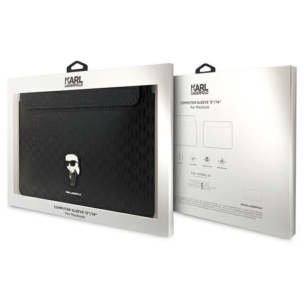 Karl Lagerfeld Saffiano Monogram Ikonik case for a 14" laptop - black