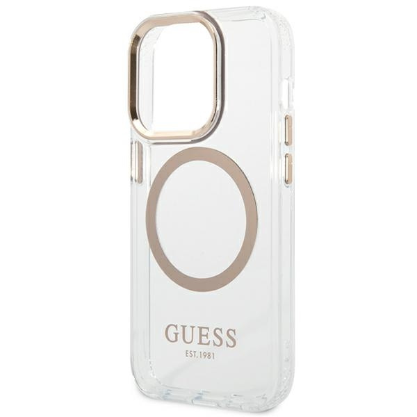 Guess GUHMP14XHTRMD iPhone 14 Pro Max6,7" złoty/gold hard case Metal Outline Magsafe