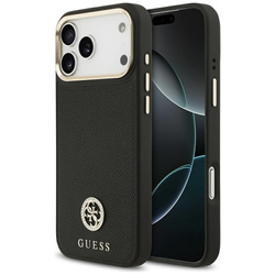 Etui Guess Grained Strass Logo MagSafe do iPhone 17 Pro Max czarny