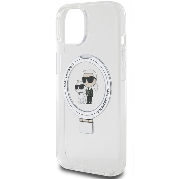 Etui Karl Lagerfeld Ring Stand Karl&Choupettte MagSafe na iPhone 14 / 15 / 13 - białe