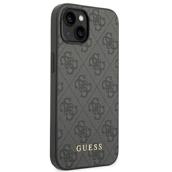 Guess GUHCP14SG4GFGR iPhone 14 / 15 / 136.1" szary/grey hard case 4G Metal Gold Logo