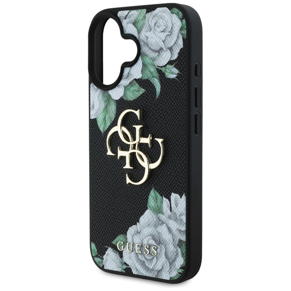 Etui Guess Grained Roses Big 4G logo do  iPhone 16 czarny