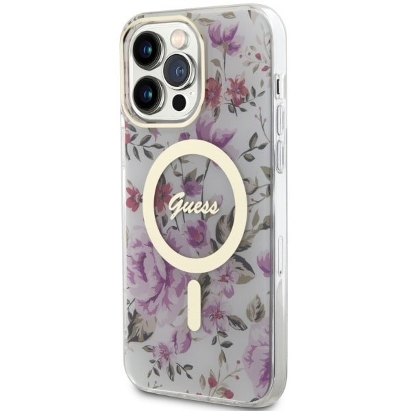 Guess GUHMP14LHCFWST iPhone 14 Pro 6.1"transparent hardcase Flower MagSafe