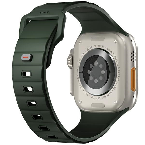 UNIQ pasek Stride Apple Watch Series1/2/3/4/5/6/7/8/9/SE/SE2/Ultra/Ultra 2 42/44/45/49mm FKM Rubber Strap ciemnozielony/moss green