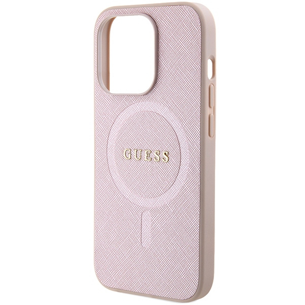 Guess GUHMP15LPSAHMCP iPhone 15 Pro 6.1" różowy/pink hardcase Saffiano MagSafe