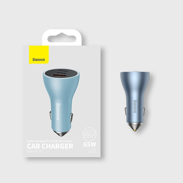 Baseus Golden Contactor Pro car charger USB-A + 2x USB-C 65W dark gray (CGJP010013)