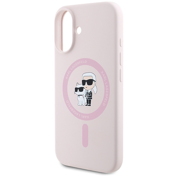 Karl Lagerfeld KLHMP16MSCMKCRHP iPhone 16 Plus różowy/pink HC MagSafe Silicone KC Heads Ring