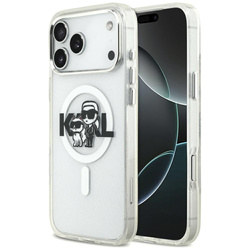 Etui Karl Lagerfeld IML Glitter Karl &   Choupette Sketch Logo MagSafe do iPhone 17 Pro Max przezroczysty