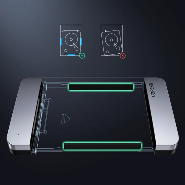 Ugreen CM300 70499 bay for 2.5'' SATA 3.0 6Gbps hard drive - gray + USB-C - USB-C cable 0.5m