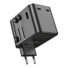 JELLICO uniwersalny adapter podróżny S9 PD 2xUSB-C + 1xUSB 3.4A Max 2500W Czarny