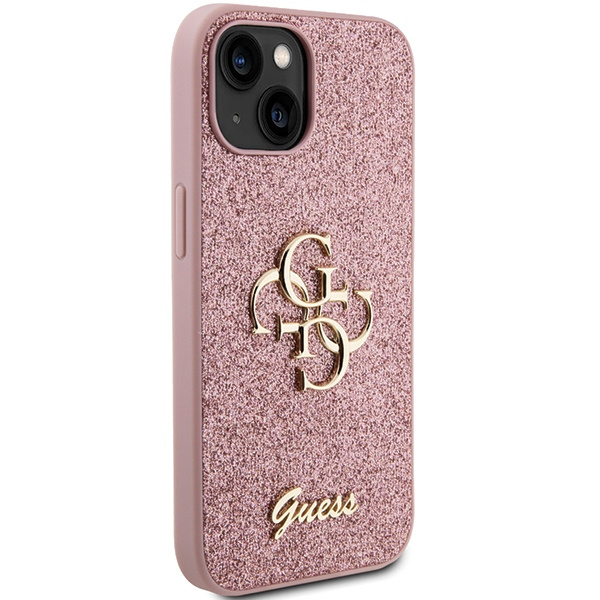 Guess GUHCP15SHG4SGP iPhone 15 / 14 / 13 6.1" różowy/pink hardcase Glitter Script Big 4G