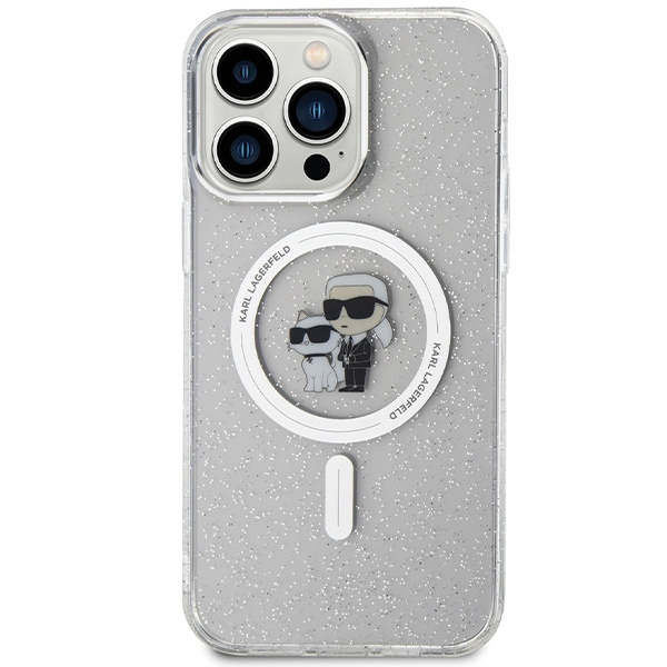 Karl Lagerfeld KLHMP14XHGKCNOT case for iPhone 14 Pro Max 6.7" - transparent hardcase Karl&amp;Choupette Glitter MagSafe
