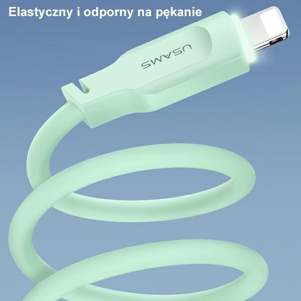 USAMS Kabel lightning 2,4A 1,2m Fast Charging Lithe Series  zielony/green SJ565USB04 (US-SJ565)